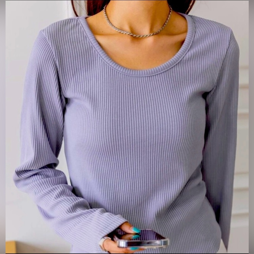 Solid Rib-Knit Tee - Picture 6 of 10